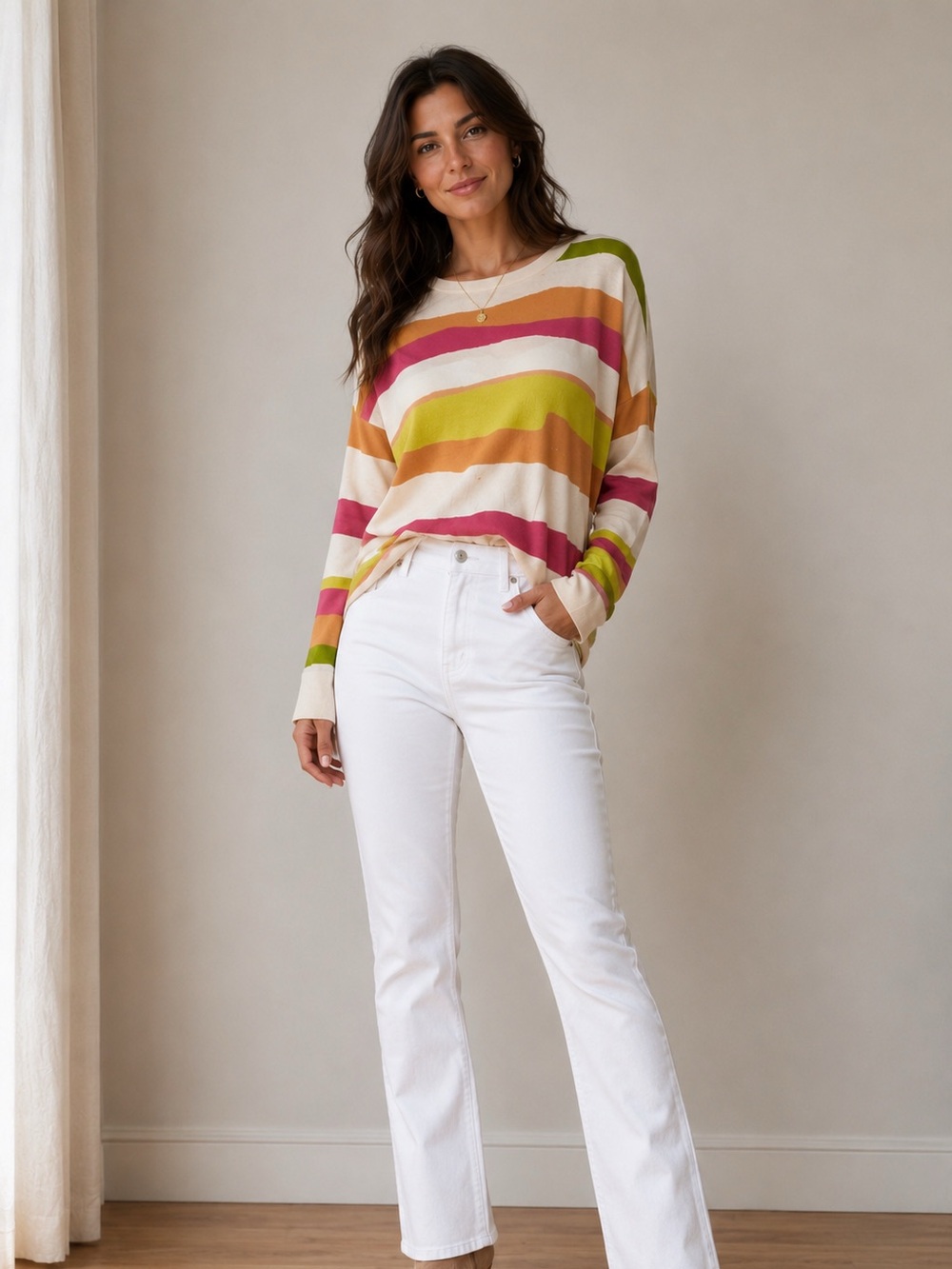 WISPR by Brodie "Sunset Victory" Abstract Cotton Silk blend Oversized Sweater S